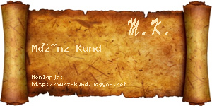 Münz Kund névjegykártya